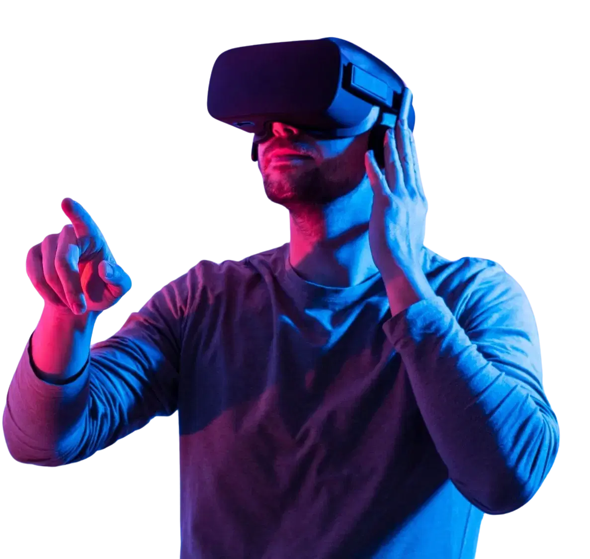 Person wearing VR headset using MemoAR app