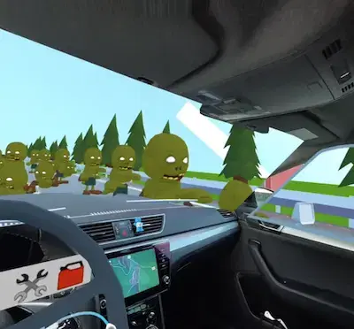 Sit in your car and run over some zombies! π§ With unity Mixed Reality template adding camera passtrough is as easy as adding material to an object.